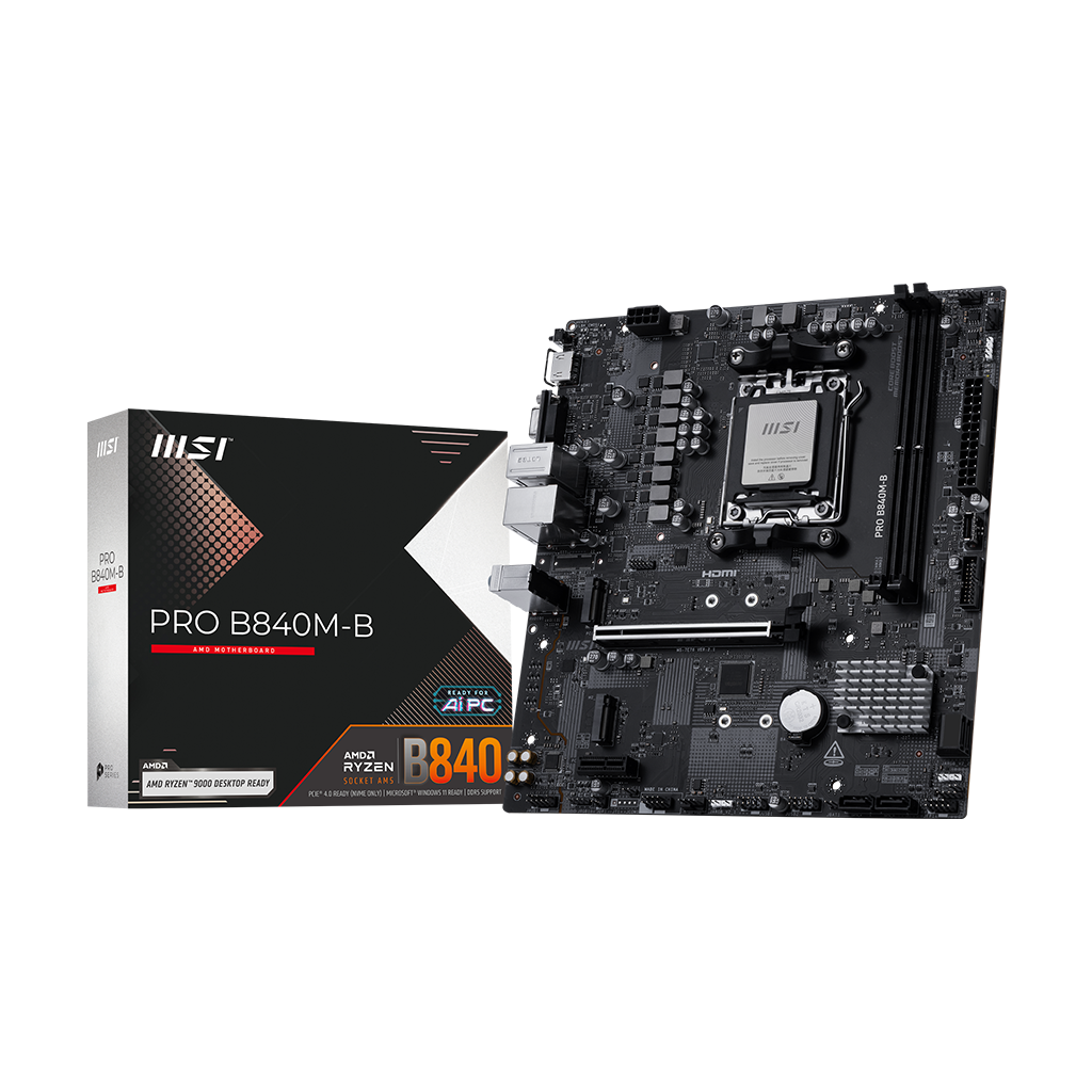MSI PRO B840M-B マザーボード MSI PRO B840M-B AMD Ryzen AM5 mATX Motherboard - MSI-US