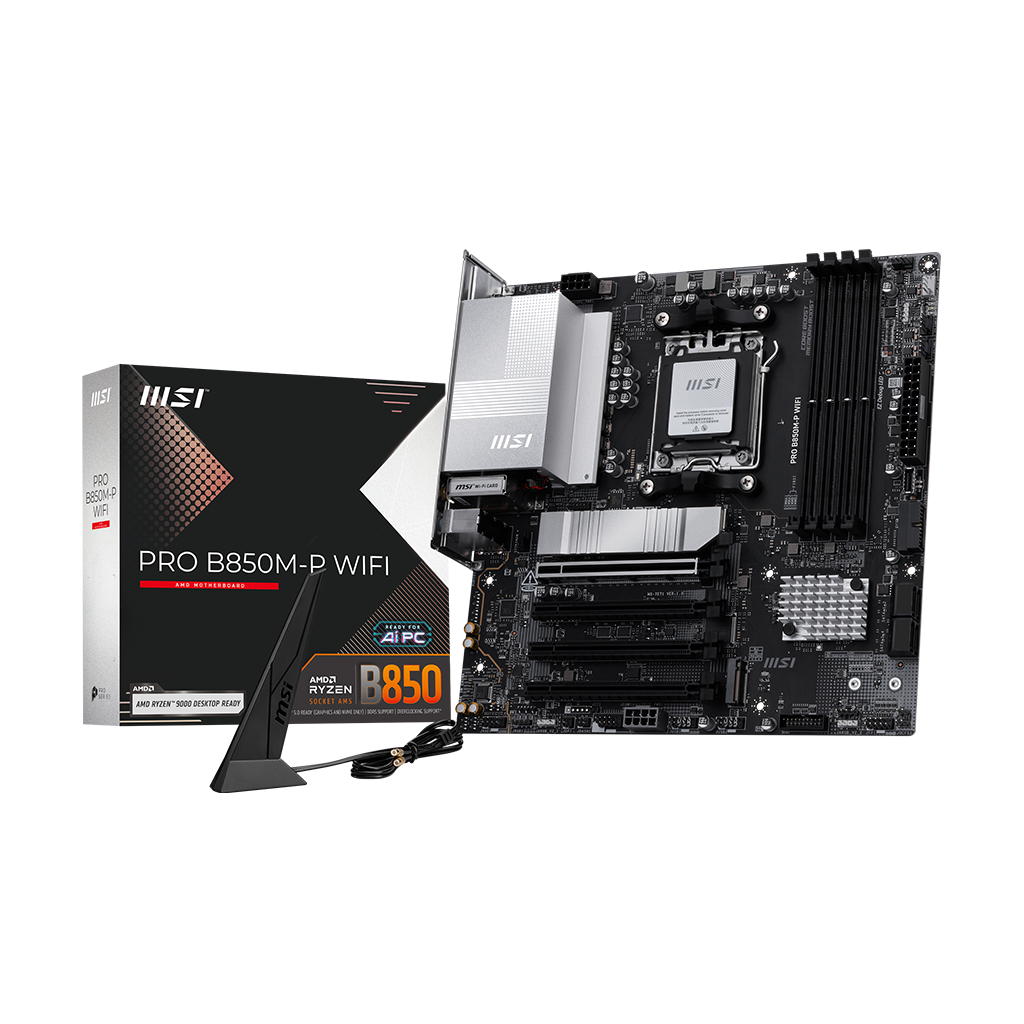MSI PRO B850M-P WIFI【AM5・5GLAN/Wi-Fi7】 PRO B850M-P WIFI AMD Ryzen AM5 mATX Motherboard - MSI-US