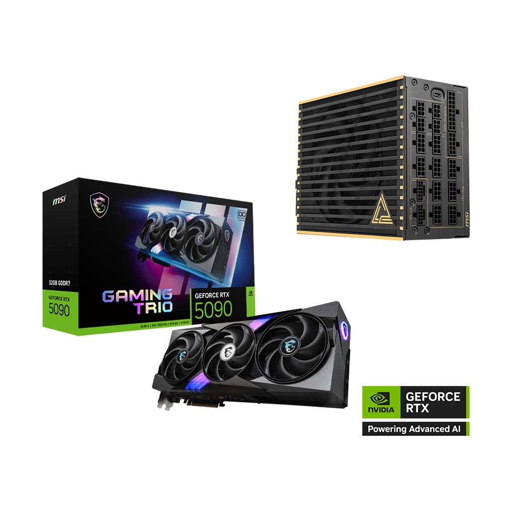 GeForce RTX 5090 32G GAMING TRIO OC | MEG Ai1600T PCIE5 Power Bundle