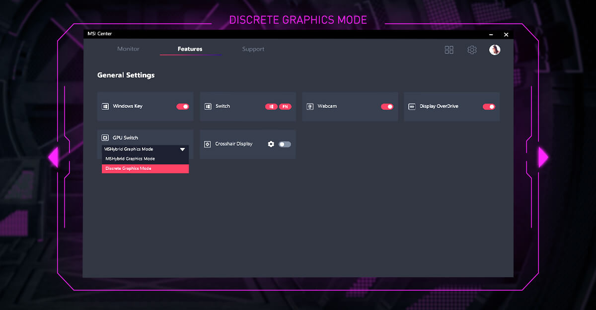 DISCRETE GRAPHICS-MODE