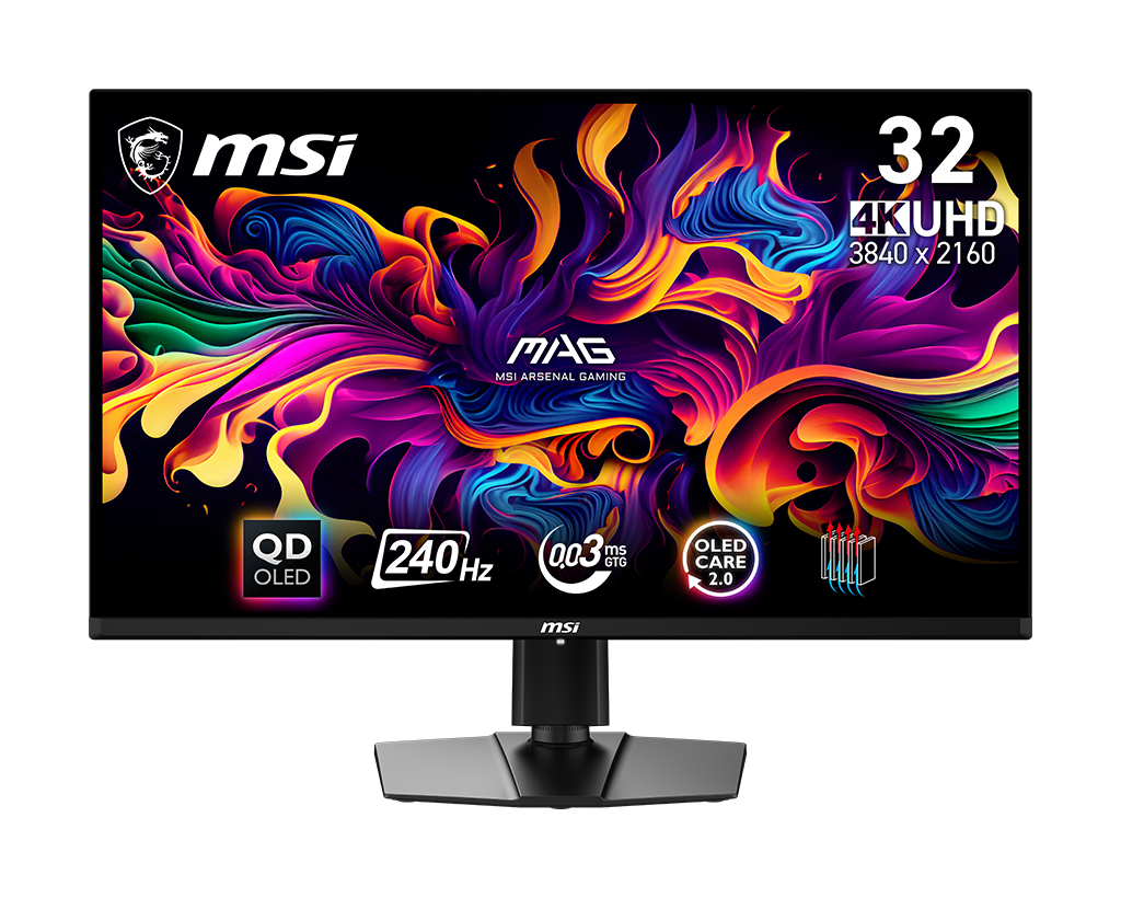 MSI Mag 321UPX Qd-Oled 32" UHD 240Hz Flat Gaming Monitor, цвет: Металлик чёрный