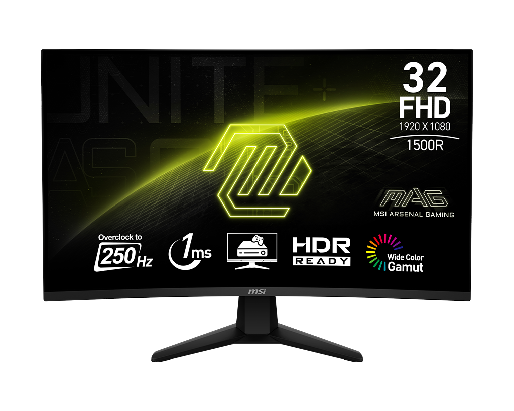 MSI Mag 32C6X 31.5" FHD 250Hz Curved Gaming Monitor, цвет: Металлик чёрный