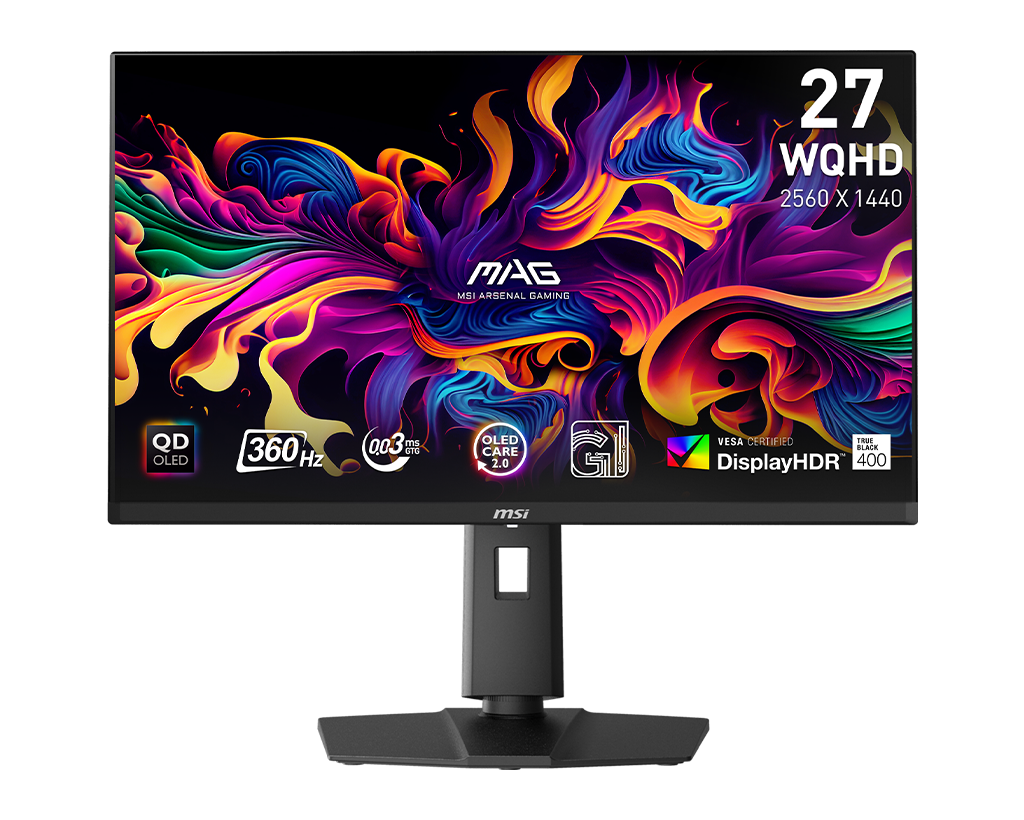 MSI Mag 271QPX Qd-Oled 27" QHD 360Hz Flat Gaming Monitor, цвет: Металлик чёрный