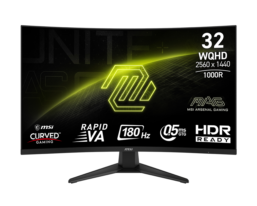 MSI Mag 325CQF 31.5" QHD 180Hz Curved Gaming Monitor, цвет: Металлик чёрный