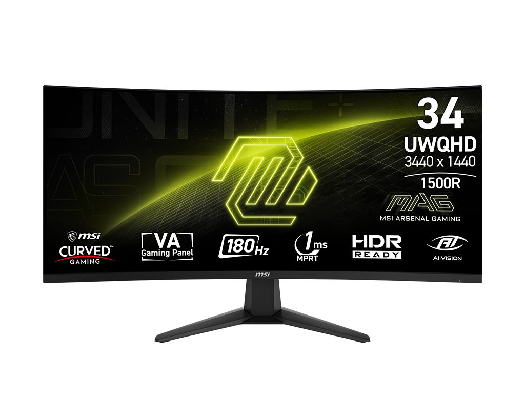 MSI Mag 346CQDF E20 34" Uwqhd 200Hz Curved Gaming Monitor, цвет: Металлик чёрный