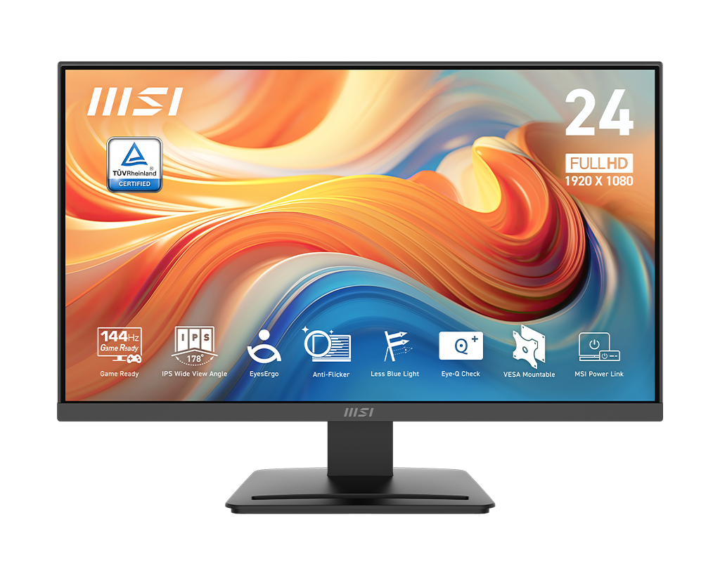 MSI Pro MP243L E14 24" FHD 144Hz Flat Business & Productivity Monitor, цвет: Матовый чёрный