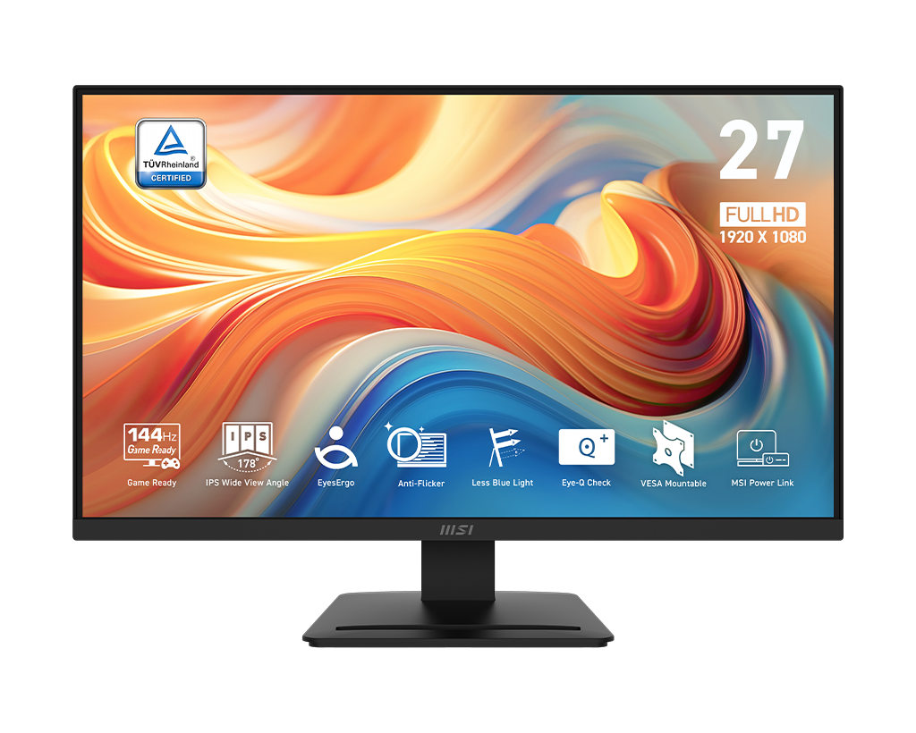 MSI Pro MP273L E14 27" FHD 144Hz Flat Business & Productivity Monitor, цвет: Матовый чёрный