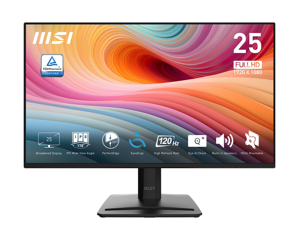 MSI Pro MP252 E2 25" FHD 120hz Flat Business & Productivity Monitor, цвет: Матовый чёрный