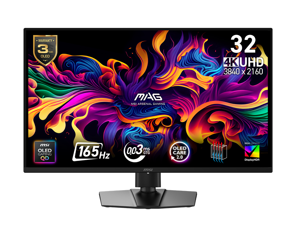 MSI Mag 322UP Qd-Oled E16 32" UHD 165Hz Flat Gaming Monitor, цвет: Металлик чёрный
