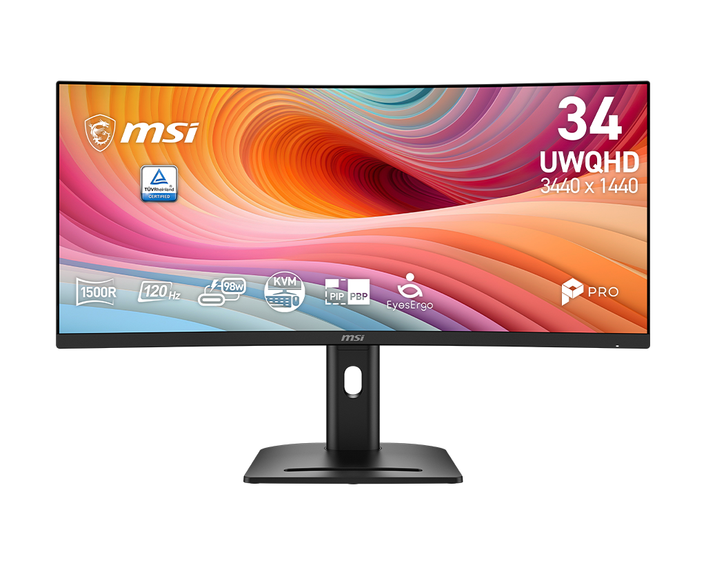 MSI Pro MP341CQPHG E12 34" Uwqhd 120Hz Curved Business & Productivity Monitor, цвет: Матовый чёрный