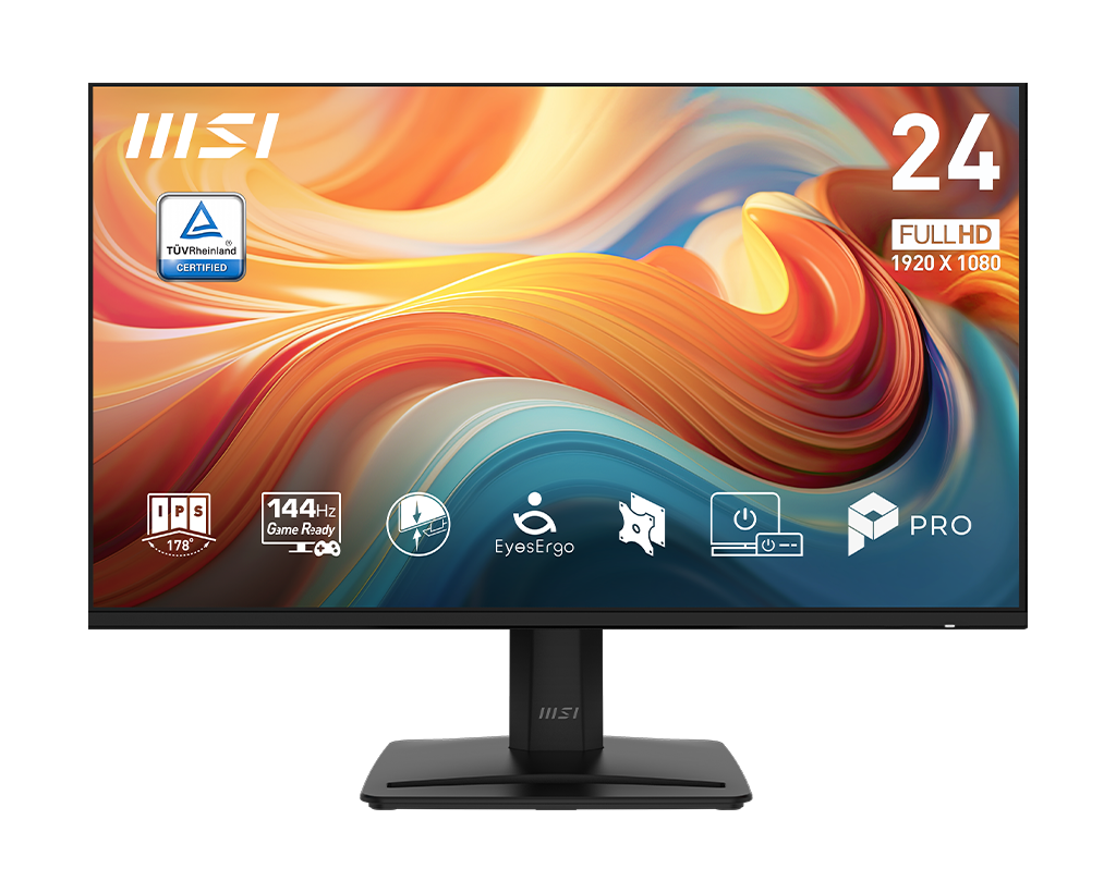 MSI Pro MP243 E14 24" FHD 144Hz Flat Business & Productivity Monitor, цвет: Матовый чёрный